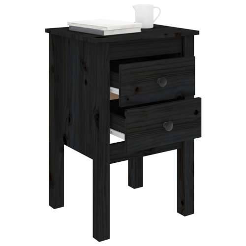 Noćni ormarići 2 kom Crno 40x35x61,5 cm od masivne borovine - Crna 2 Cijena