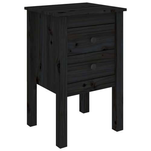 Noćni ormarići 2 kom Crno 40x35x61,5 cm od masivne borovine - Crna 2 Cijena