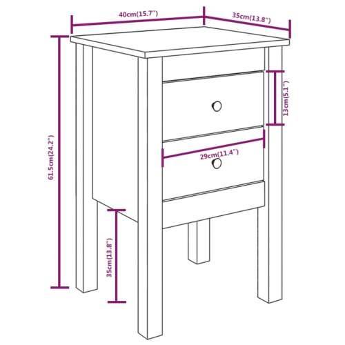 Noćni ormarići 2 kom Crno 40x35x61,5 cm od masivne borovine - Crna 2 Cijena