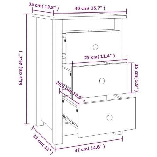 Noćni ormarići 2 kom boja meda 40x35x61,5 cm od borovine - boja meda 2 Cijena