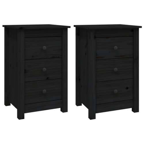 Noćni ormarići 2 kom Crno 40x35x61,5 cm od masivne borovine - Crna 2 Cijena