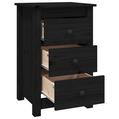 Noćni ormarići 2 kom Crno 40x35x61,5 cm od masivne borovine - Crna 2 Cijena