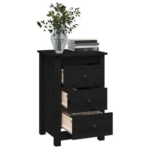 Noćni ormarići 2 kom Crno 40x35x61,5 cm od masivne borovine - Crna 2 Cijena