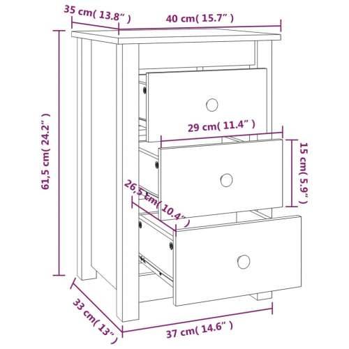 Noćni ormarići 2 kom Crno 40x35x61,5 cm od masivne borovine - Crna 2 Cijena