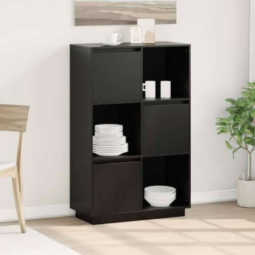 Visoka komoda crna 74 x 35 x 117 cm od masivne borovine - Crna 1 Cijena