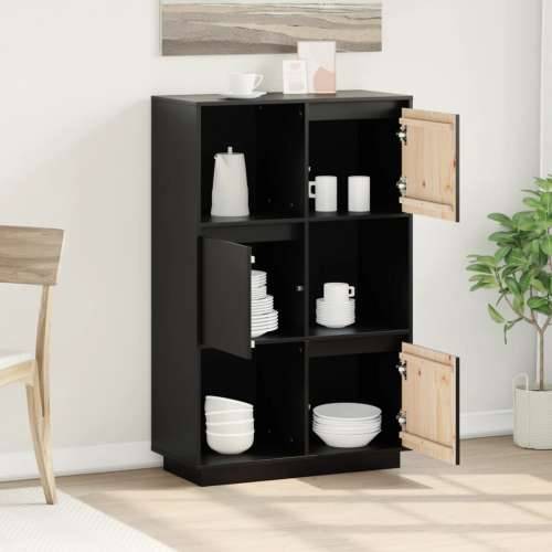 Visoka komoda crna 74 x 35 x 117 cm od masivne borovine - Crna 1 Cijena