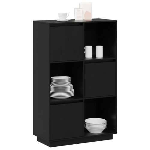 Visoka komoda crna 74 x 35 x 117 cm od masivne borovine - Crna 1 Cijena