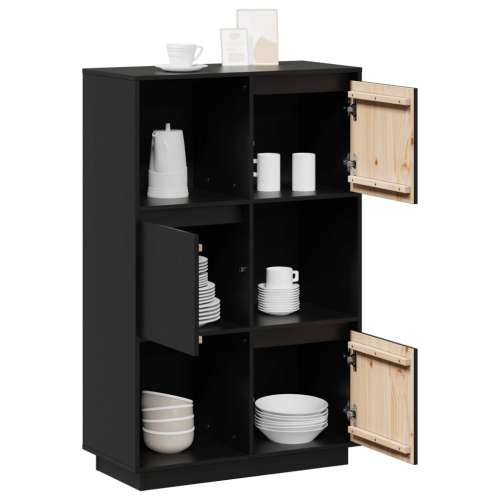 Visoka komoda crna 74 x 35 x 117 cm od masivne borovine - Crna 1 Cijena
