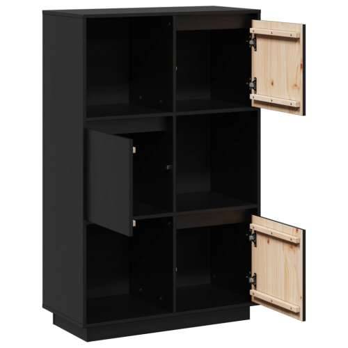 Visoka komoda crna 74 x 35 x 117 cm od masivne borovine - Crna 1 Cijena