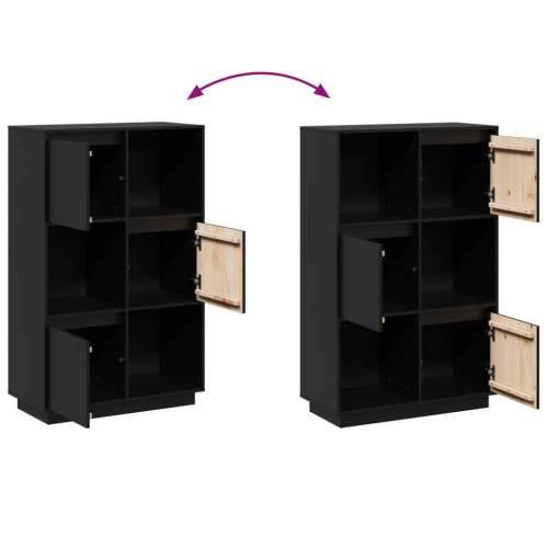 Visoka komoda crna 74 x 35 x 117 cm od masivne borovine - Crna 1 Cijena