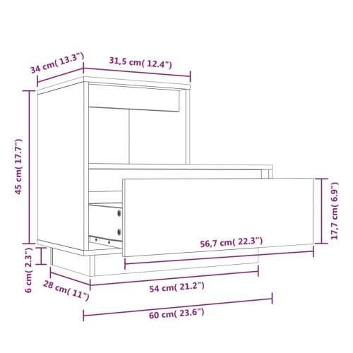 Noćni ormarić 60 x 34 x 51 cm od masivne borovine - Prirodna 1 Cijena