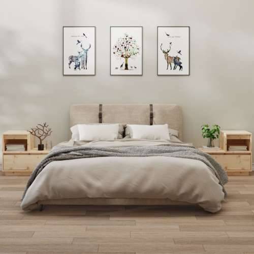Noćni ormarići 2 kom 60 x 34 x 51 cm od masivne borovine - Prirodna 2 Cijena