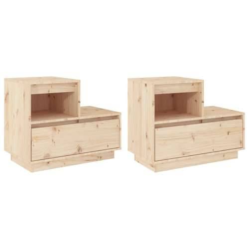 Noćni ormarići 2 kom 60 x 34 x 51 cm od masivne borovine - Prirodna 2 Cijena