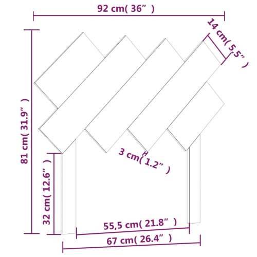 Uzglavlje za krevet sivi 92x3x81 cm od masivne borovine - Siva 92 x 81 cm 1 Cijena