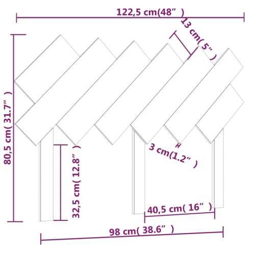 Uzglavlje za krevet Bijela 122,5x3x80,5 cm od masivne borovine - Bijela 122.5 x 80.5 cm 1 Cijena