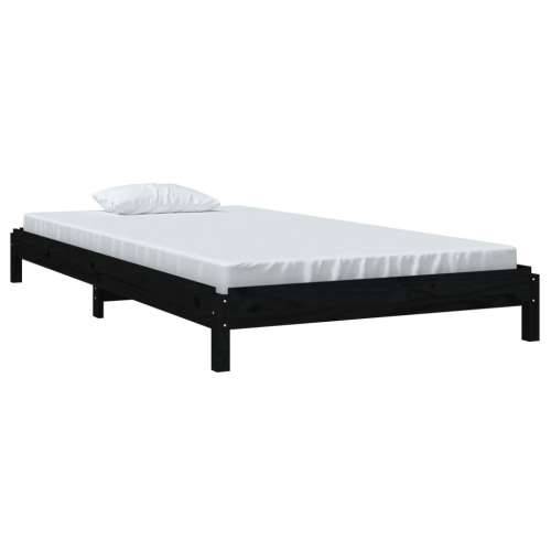 Složivi krevet crni 100x200 cm od masivne borovine - Crna 100 x 200 cm Cijena