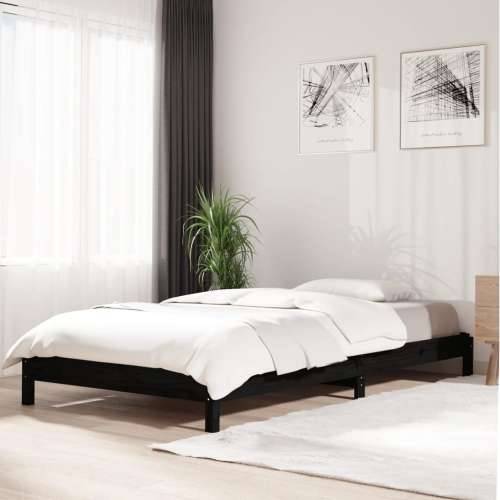 Složivi krevet crni 90x200 cm od masivne borovine - Crna 90 x 200 cm Cijena