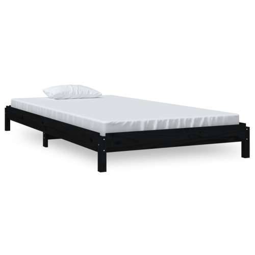 Složivi krevet crni 90x200 cm od masivne borovine - Crna 90 x 200 cm Cijena