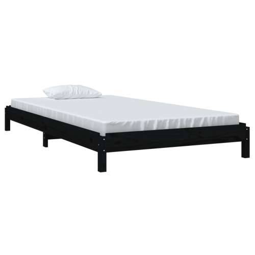 Složivi krevet crni 90x200 cm od masivne borovine - Crna 90 x 200 cm Cijena