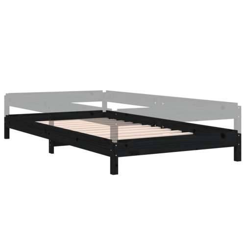 Složivi krevet crni 90x200 cm od masivne borovine - Crna 90 x 200 cm Cijena