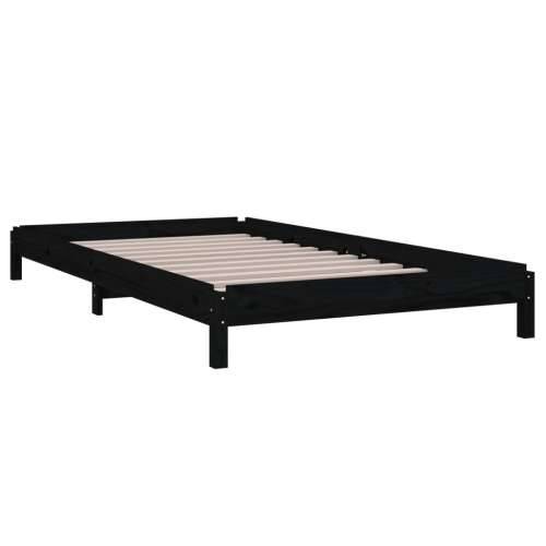 Složivi krevet crni 90x200 cm od masivne borovine - Crna 90 x 200 cm Cijena