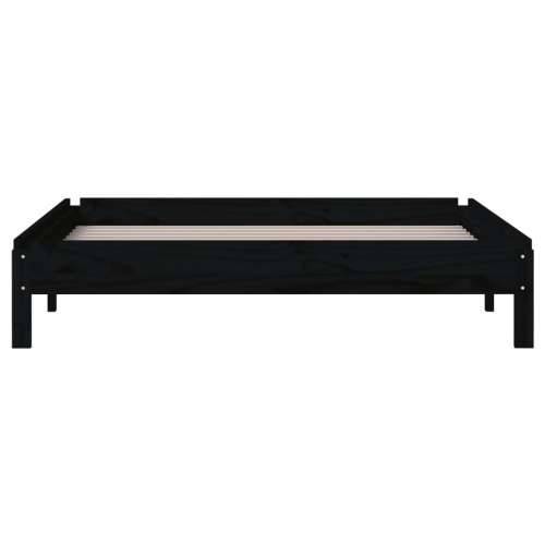 Složivi krevet crni 90x200 cm od masivne borovine - Crna 90 x 200 cm Cijena