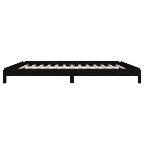 Složivi krevet crni 90x200 cm od masivne borovine - Crna 90 x 200 cm Cijena
