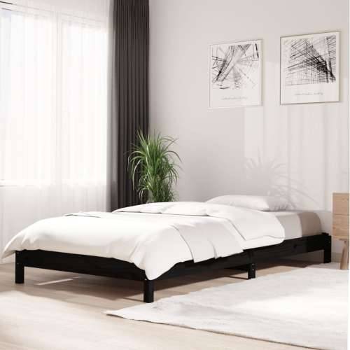 Složivi krevet crni 75 x 190 cm od masivne borovine - Crna 75 x 190 cm Cijena