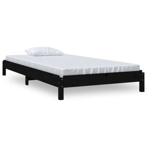 Složivi krevet crni 75 x 190 cm od masivne borovine - Crna 75 x 190 cm Cijena