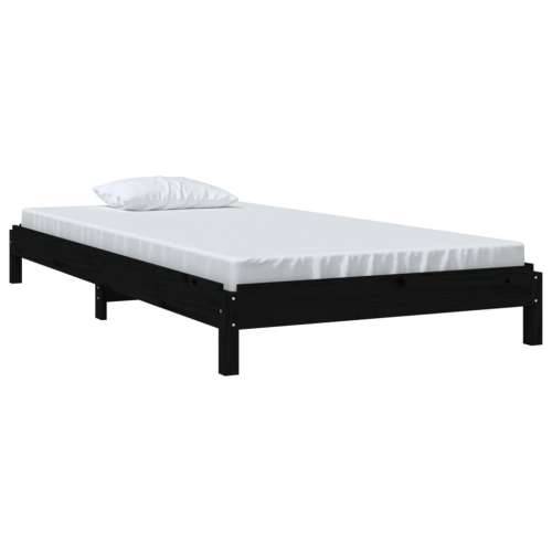 Složivi krevet crni 75 x 190 cm od masivne borovine - Crna 75 x 190 cm Cijena