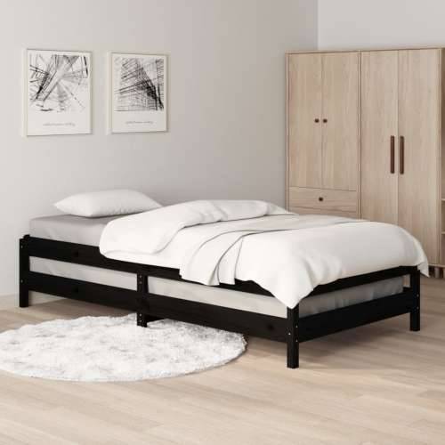 Složivi krevet crni 75 x 190 cm od masivne borovine - Crna 75 x 190 cm Cijena