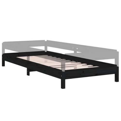 Složivi krevet crni 75 x 190 cm od masivne borovine - Crna 75 x 190 cm Cijena