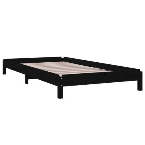 Složivi krevet crni 75 x 190 cm od masivne borovine - Crna 75 x 190 cm Cijena