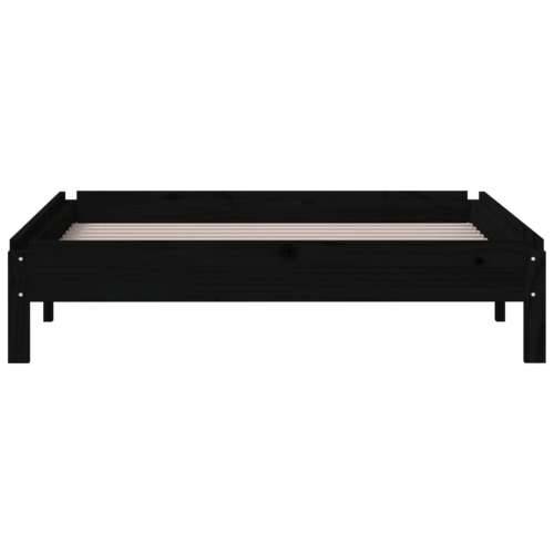 Složivi krevet crni 75 x 190 cm od masivne borovine - Crna 75 x 190 cm Cijena