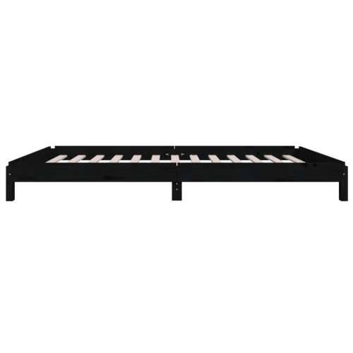 Složivi krevet crni 75 x 190 cm od masivne borovine - Crna 75 x 190 cm Cijena