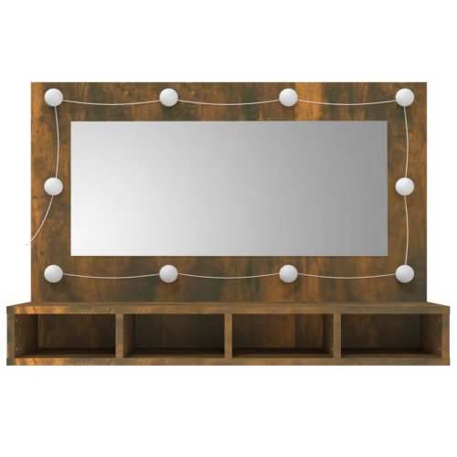Ormarić s ogledalom LED boja dimljenog hrasta 90 x 31,5 x 62 cm - Dimljeni hrast 1 Cijena