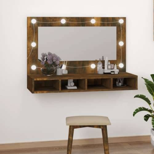 Ormarić s ogledalom LED boja dimljenog hrasta 90 x 31,5 x 62 cm - Dimljeni hrast 1 Cijena