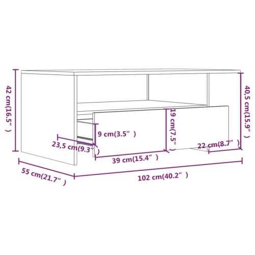 Stolić za kavu bijeli 102 x 55 x 42 cm od konstruiranog drva - Bijela 1 Cijena