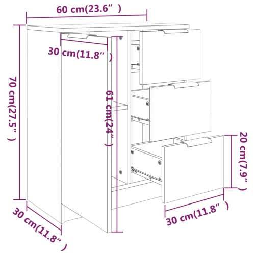 Komoda bijela 60x30x70 cm od konstruiranog drva - Bijela 1 Cijena