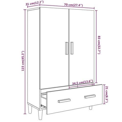 Visoka komoda siva boja betona 70x31x115 cm konstruirano drvo - Beton siva 1 Cijena