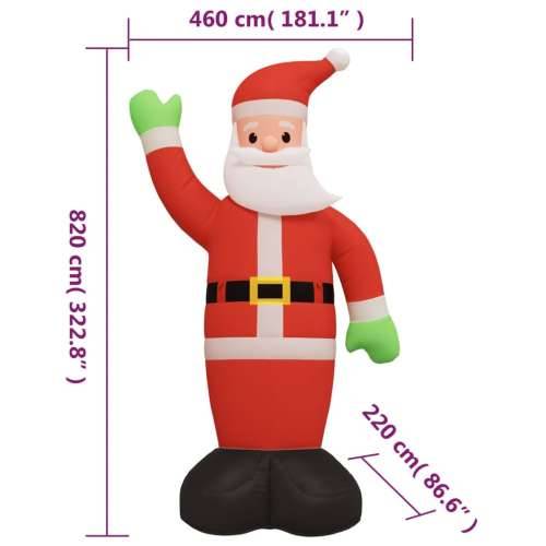 Božićni Djed Mraz na napuhavanje s LED svjetlima 820 cm Cijena