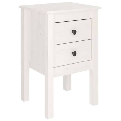 Noćni ormarić bijeli 40 x 35 x 61,5 cm od masivne borovine - Bijela 1 Cijena