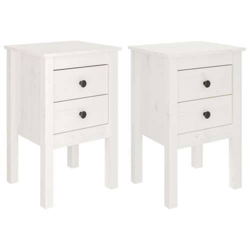Noćni ormarići 2 kom bijeli 40x35x61,5 cm od masivne borovine - Bijela 2 Cijena