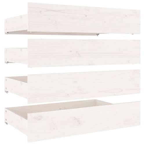 Ladice za krevet 4 kom bijele od masivne borovine - Bijela 90 x 57 x 18 cm Cijena