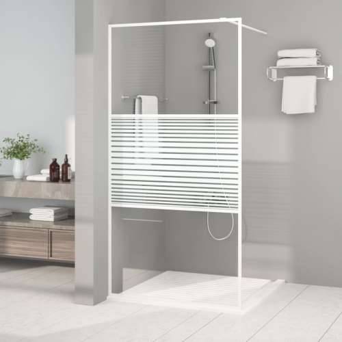 Pregrada za tuš bijela 100 x 195 cm s prozirnim staklom ESG - Bijela 100 x 195 cm Prugasta Cijena