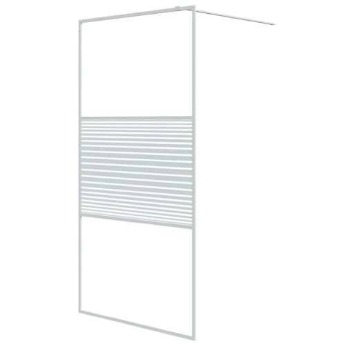 Pregrada za tuš bijela 100 x 195 cm s prozirnim staklom ESG - Bijela 100 x 195 cm Prugasta Cijena