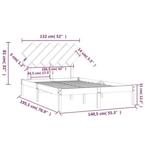 Okvir za krevet od masivnog drva crni 135 x 190 cm bračni Cijena