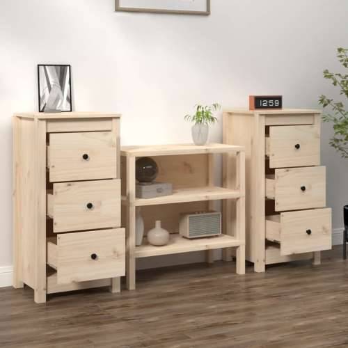 Komode 2 kom 40x35x80 cm od masivne borovine - Prirodna 2 Ormarić s 3 ladice Cijena