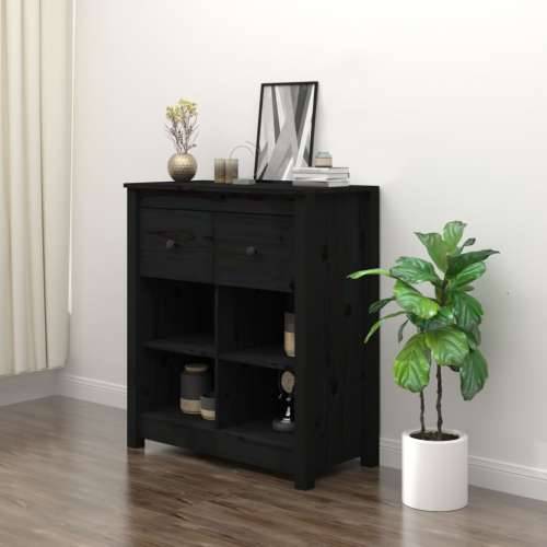 Komoda crna 70 x 35 x 80 cm od masivne borovine - Crna 1 Cijena