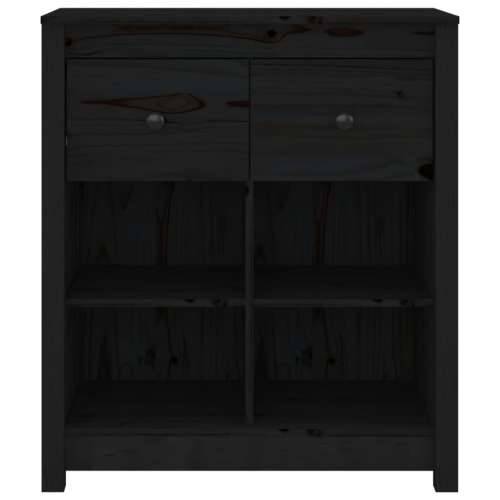 Komoda crna 70 x 35 x 80 cm od masivne borovine - Crna 1 Cijena